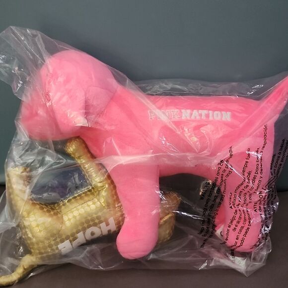 VICTORIA SECRET PINK Plush Stuffed Animals Gold Hope Dog and Pink Nation Dog - Picture 7 of 14
